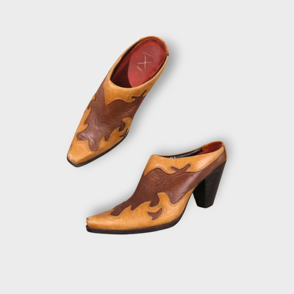Twisted X Shoes - Women's Twisted X Western Brown Leather Rodeo Cowboy Boots Mules Size 7.5 B